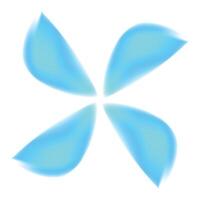 Abstract blue shape forming a flower with four petals on white background vector