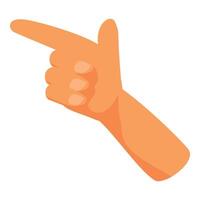 Cartoon hand pointing gesture showing direction vector