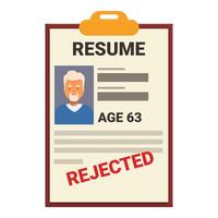 Resume rejected showing age discrimination in hiring process vector