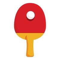 Red table tennis racket with white ball for playing ping pong vector