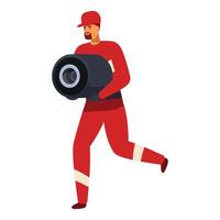 Cameraman running with a professional video camera on his shoulder vector