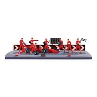 Racing team working together during pit stop vector