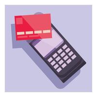 Credit card floating over a pos terminal for contactless payment vector