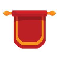 Red banner hanging on golden pole with blank space for message vector