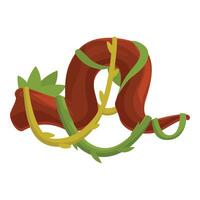 Liana growing and entangling on tree branch in jungle vector