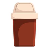 Brown trash can with swinging lid standing open vector