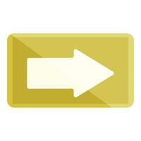 White arrow pointing right on golden square background vector