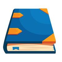Blue book with bookmarks lying on white background vector