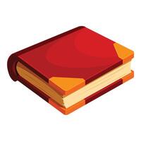 Red book with golden pages lying open on white background vector