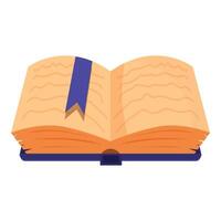 Open book with bookmark lying on surface vector