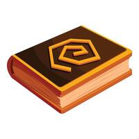 Ancient magic book with golden cover is lying open vector