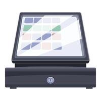 Modern pos terminal with touch screen showing interface for accepting payments vector