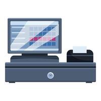 Modern cash register displaying sales data and processing transactions vector