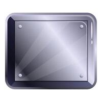 Shiny square metal plate is fixed by rivets vector