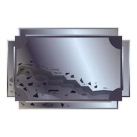 Silver metal frame with broken glass effect showing through vector
