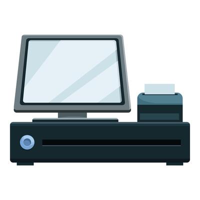 Modern pos terminal with blank screen accepting contactless payment