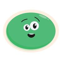 Green cartoon oval shape character smiling with big eyes vector