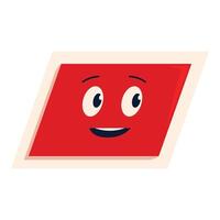 Red parallelogram cartoon character smiling and having fun vector