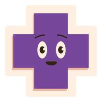 Purple cross sign with a happy expression vector