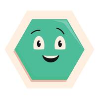 Green hexagon character smiling and looking happy vector