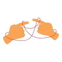Two hands tying red string of fate together, love and relationship concept vector
