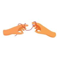 Two hands connecting with red string on white background vector