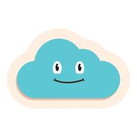Funny blue cartoon cloud smiling isolated on white background vector