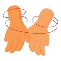 Two hands holding together connected by red thread of fate vector