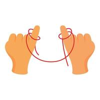 Two hands tying knot with red thread, making promise or agreement concept vector