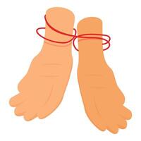 Two hands tied together with red string symbolizing marriage vector