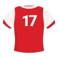 Red football jersey featuring the number seventeen on the back vector