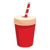 Red paper cup with a straw standing on a white background vector