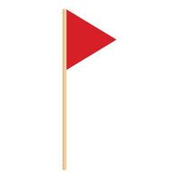 Red triangular flag waving on a wooden mast vector