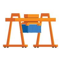 Container crane lifting cargo container at a port terminal vector