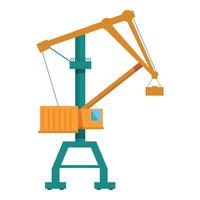 Port crane lifting container on white background vector