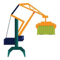 Mobile crane lifting container at port terminal illustration vector