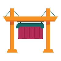 Gantry crane lifting container in shipping port terminal vector