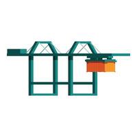 Container gantry crane lifting cargo container at port terminal vector