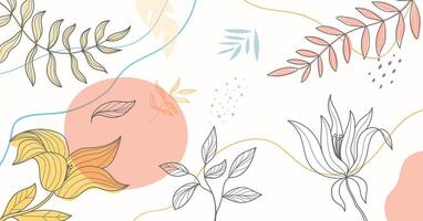 Abstract botanical floral line art background vector