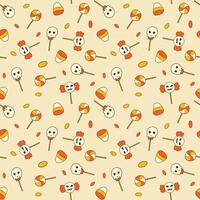 Halloween candy and jack face seamless pattern. Spooky and sweet illustrations for print design vector