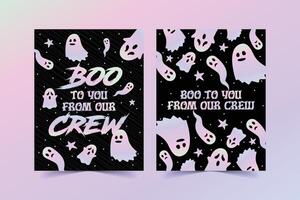 Set of Halloween party invitations, greeting cards, or posters with boo calligraphy vector