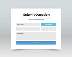Ask question and query contact form template design for web and mobile app vector