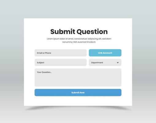 Ask question and query contact form template design for web and mobile app