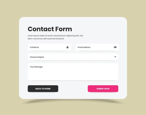 Contact form popup web and mobile interface template design