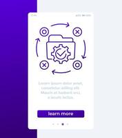 project management mobile banner design with line icon vector