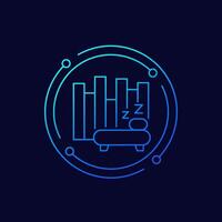 Sleep tracking icon, linear design vector