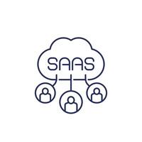 Saas users line icon, Software as a service vector
