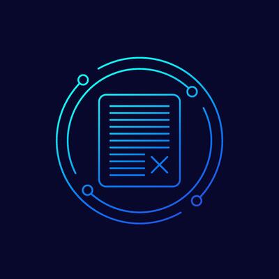 revocation icon with document, linear design