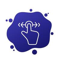 Slide or scroll line icon, hand gesture vector