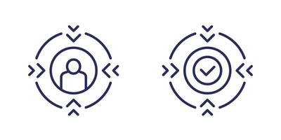 Focus on client icons, customer centricity line design vector